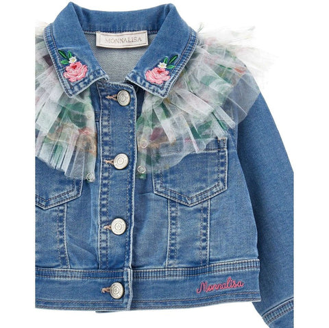 Monnalisa Baby Girls Denim Jacket With Tulle