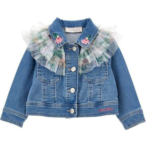 Monnalisa Baby Girls Denim Jacket With Tulle