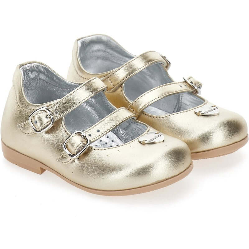 Monnalisa Baby Girls Gold Leather Shoe