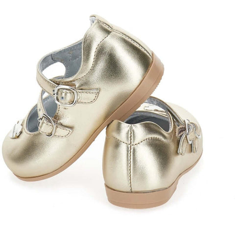 Monnalisa Baby Girls Gold Leather Shoe