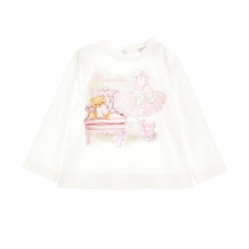 Monnalisa Baby Girls IvoryBallerina & Teddy T-Shirt