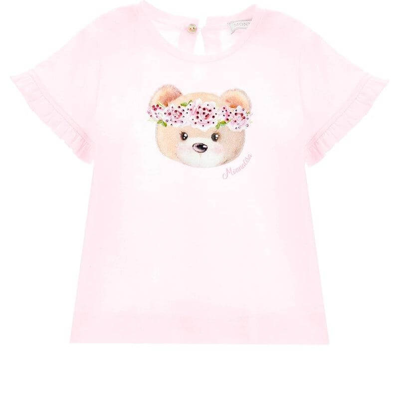 Monnalisa Baby Girls Pink Bear T-Shirt