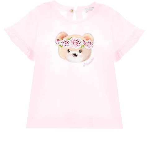 Monnalisa Baby Girls Pink Bear T-Shirt