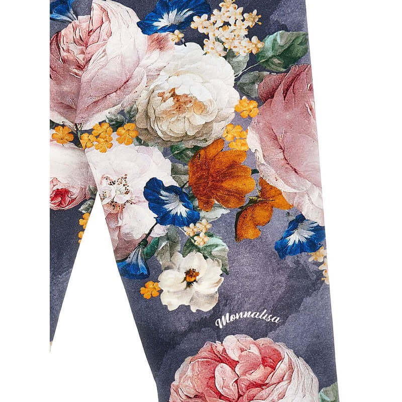 Monnalisa Girls Blue Floral Legging Set