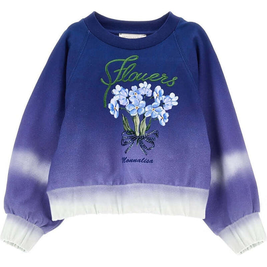 Girls Blue Floral Sweater