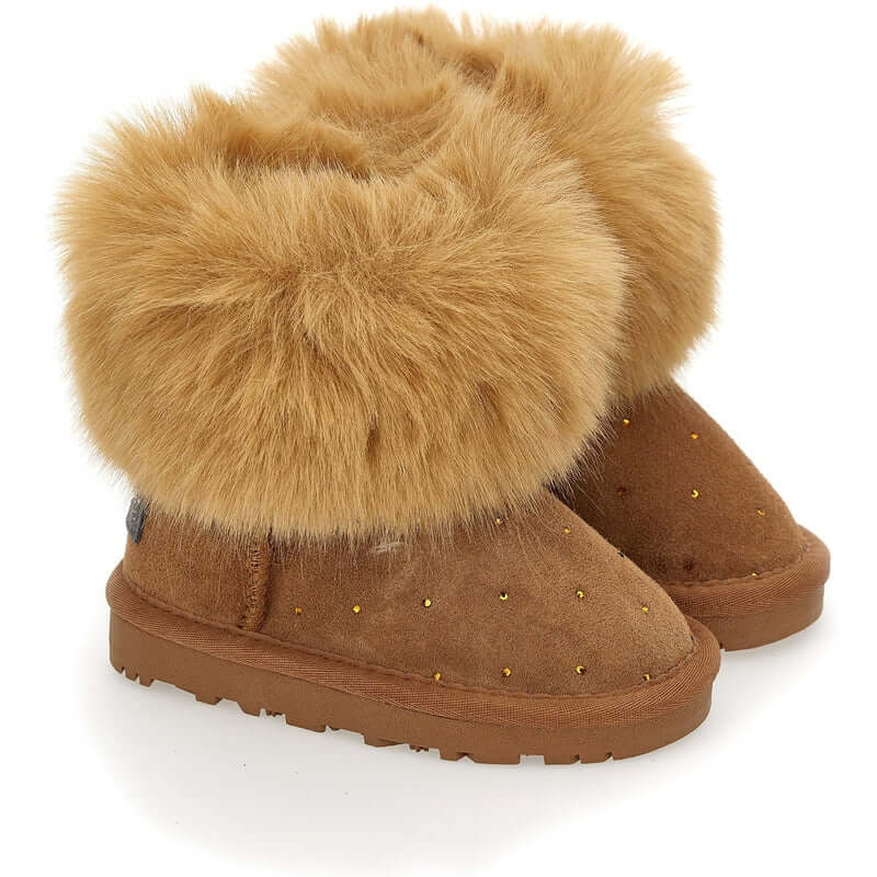 Monnalisa Girls Brown Faux Fur Boots