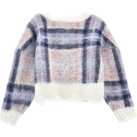 Monnalisa Girls Checked Wool Sweater