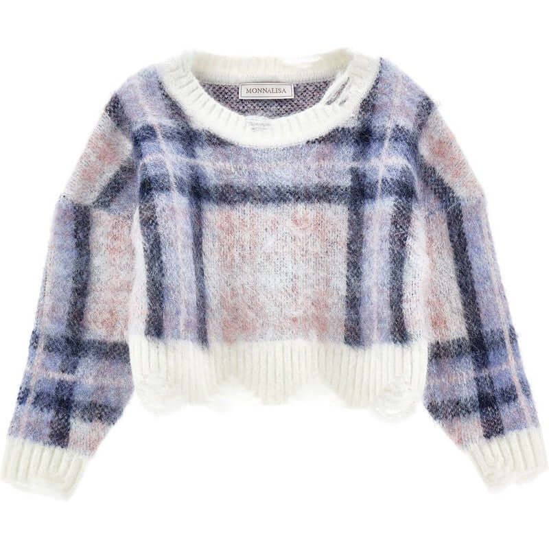 Monnalisa Girls Checked Wool Sweater