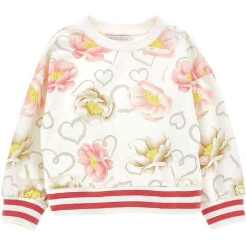 Monnalisa Girls Cream Floral Sweater