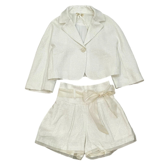 Girls Cream Jacket & Short Set