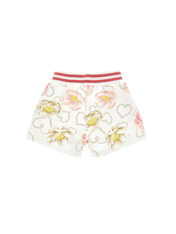 Monnalisa Girls Cream Rose Shorts