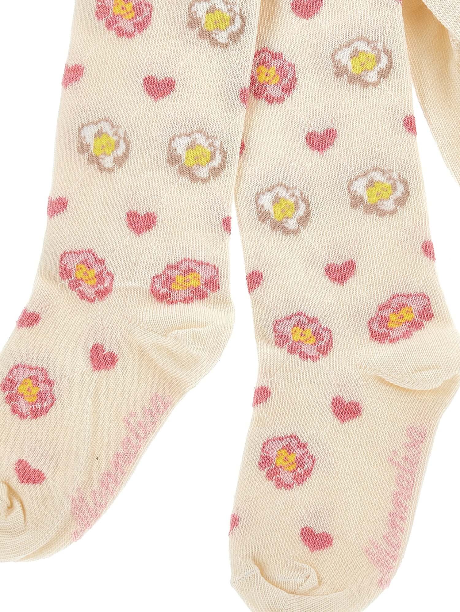 Monnalisa Girls Cream Rose Tights