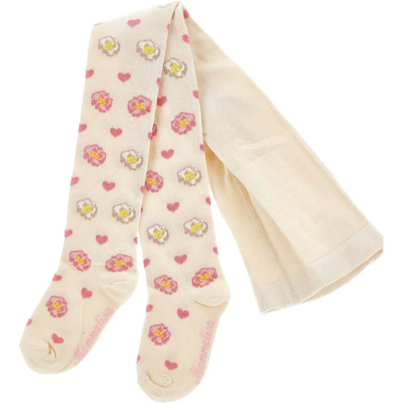 Monnalisa Girls Cream Rose Tights