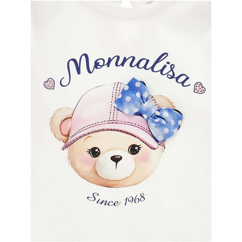 Monnalisa Girls Cream Teddy Cap T-shirt