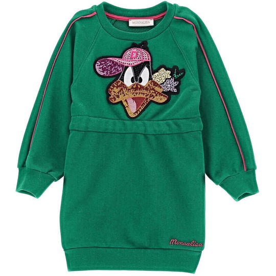 Girls Green Daffy Rhinestone Dress