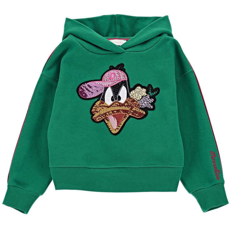 Monnalisa Girls Green Daffy Rhinestone Hoodie