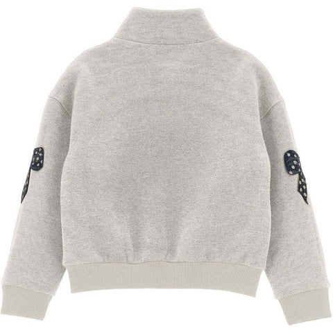 Monnalisa Girls Grey Zip Up Bow Top