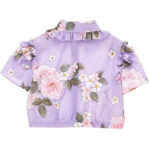 Monnalisa Girls Lilac Rapunzel Floral Shirt