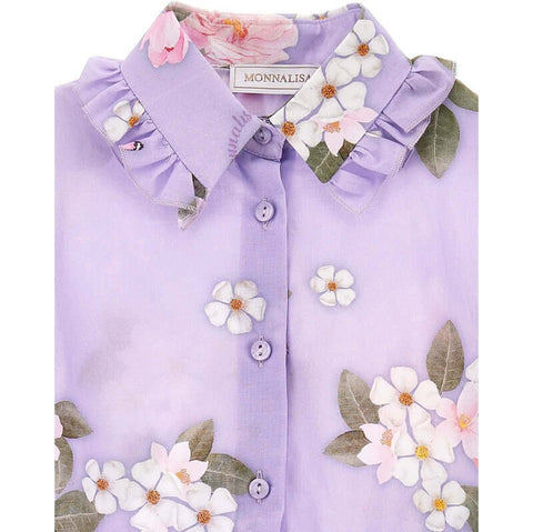 Monnalisa Girls Lilac Rapunzel Floral Shirt
