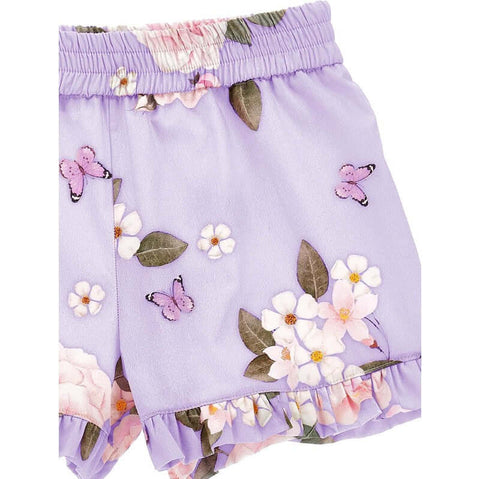 Monnalisa Girls Lilac Rapunzel Floral Shorts