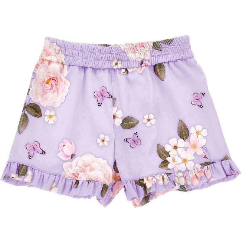 Monnalisa Girls Lilac Rapunzel Floral Shorts