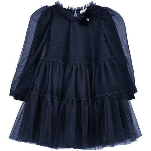 Monnalisa Girls Navy Tulle Dress