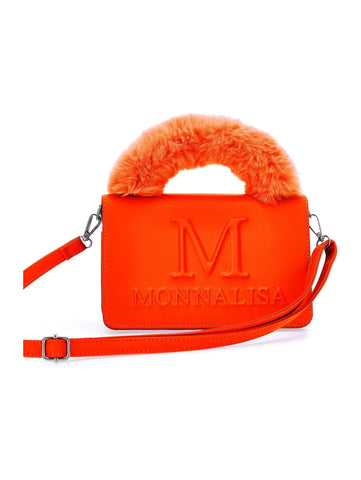 Monnalisa Girls Orange Faux Fur Bag