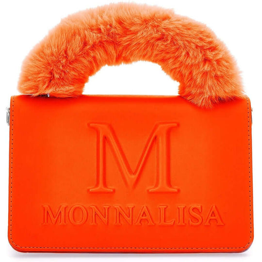 Girls Orange Faux Fur Bag