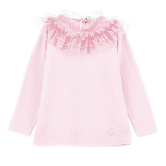 Girls Pale Pink Frill T-Shirt