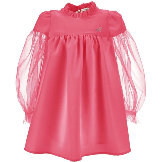Girls Pink Dress with Tulle Sleeves
