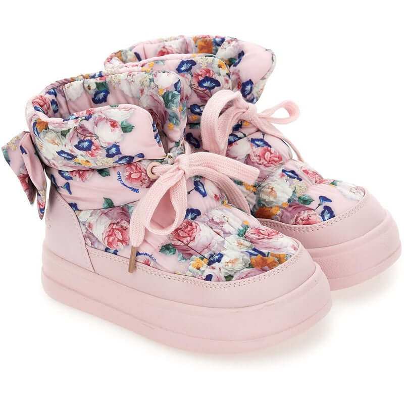 Monnalisa Girls Pink Floral Boots