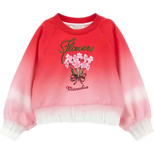 Girls Pink Floral Sweater