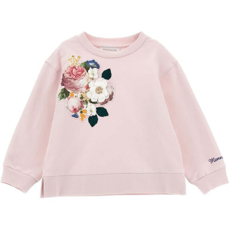 Monnalisa Girls Pink Floral Tracksuit