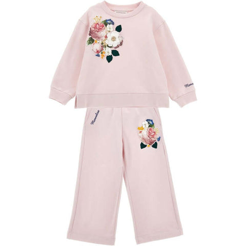 Monnalisa Girls Pink Floral Tracksuit