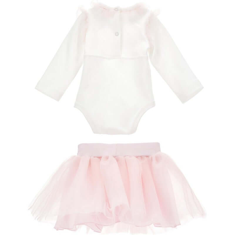 Monnalisa Girls Pink Flower Skirt Set