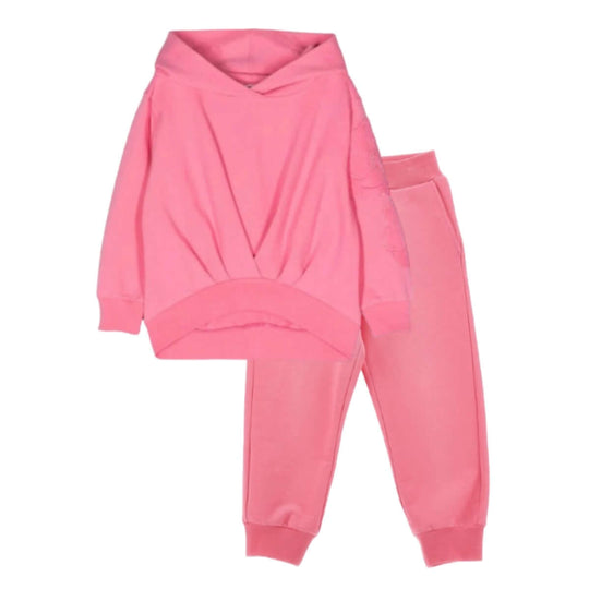 Girls Pink Flower Tracksuit