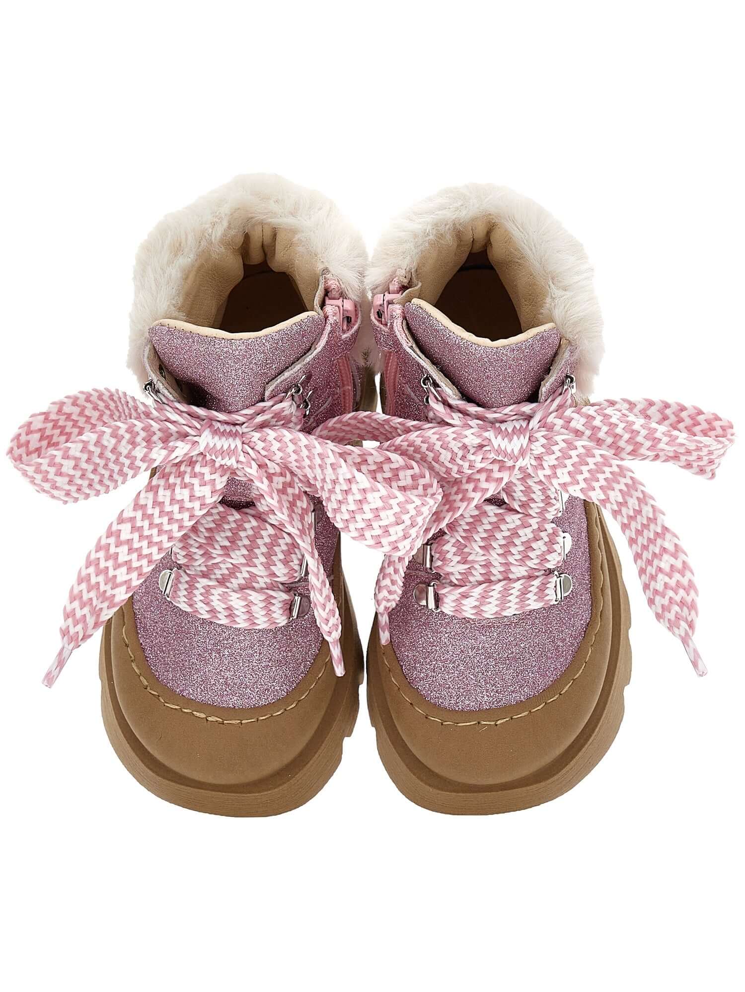 Monnalisa Girls Pink Glitter Chunky Boots