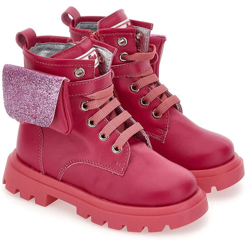 Monnalisa Girls Pink Pocket Leather boots