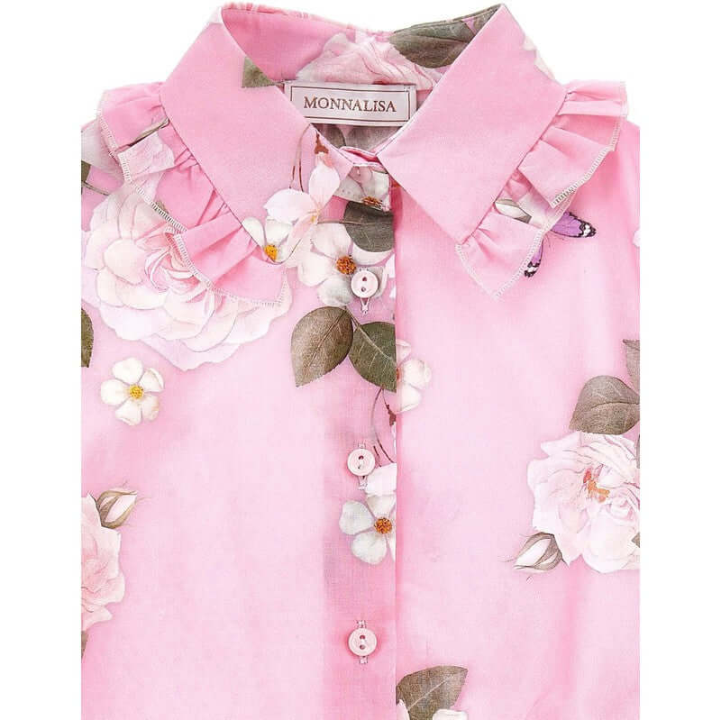 Monnalisa Girls Pink Rapunzel Floral Shirt