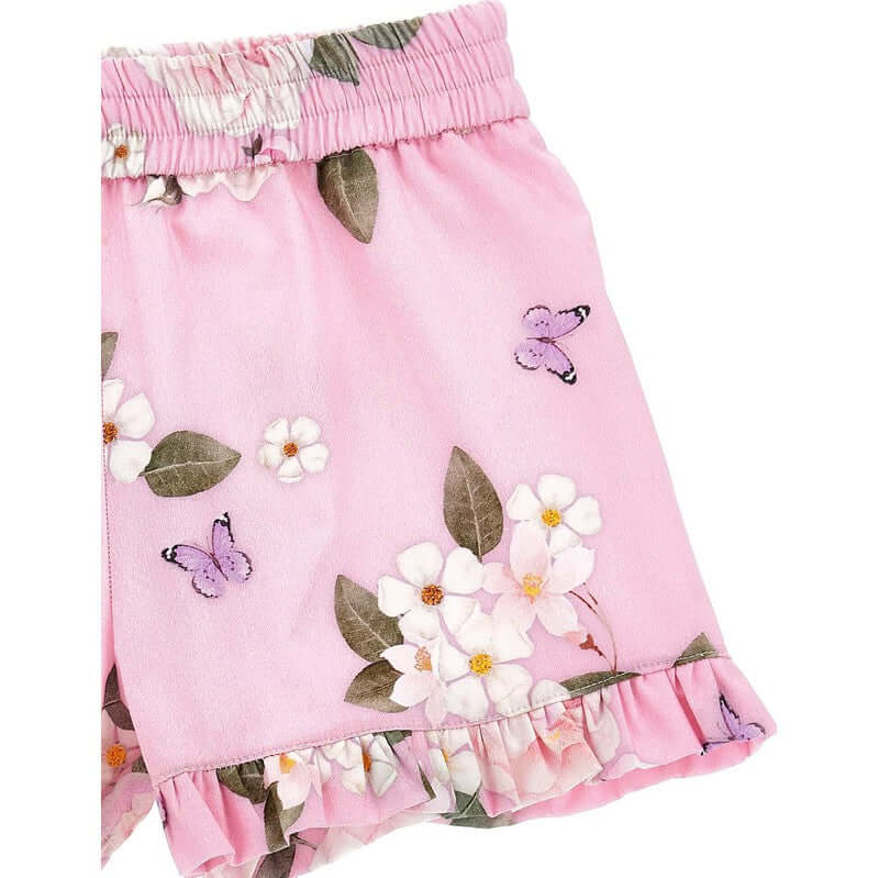 Monnalisa Girls Pink Rapunzel Floral Shorts