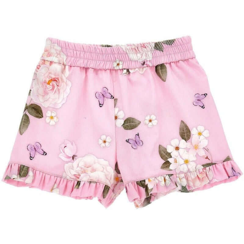 Monnalisa Girls Pink Rapunzel Floral Shorts