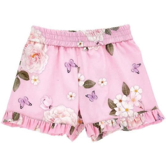 Girls Pink Rapunzel Floral Shorts