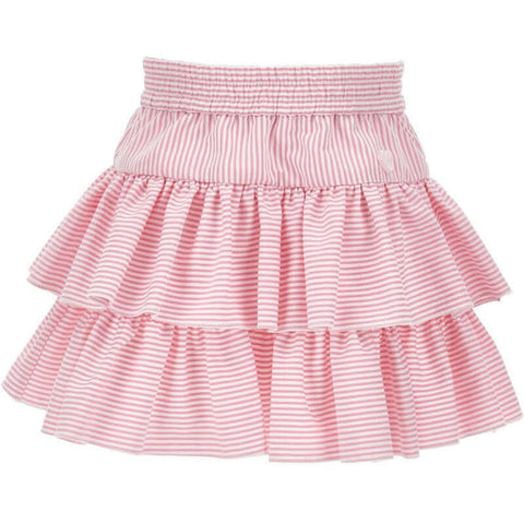 Monnalisa Girls Pink Striped Ruffle Skirt