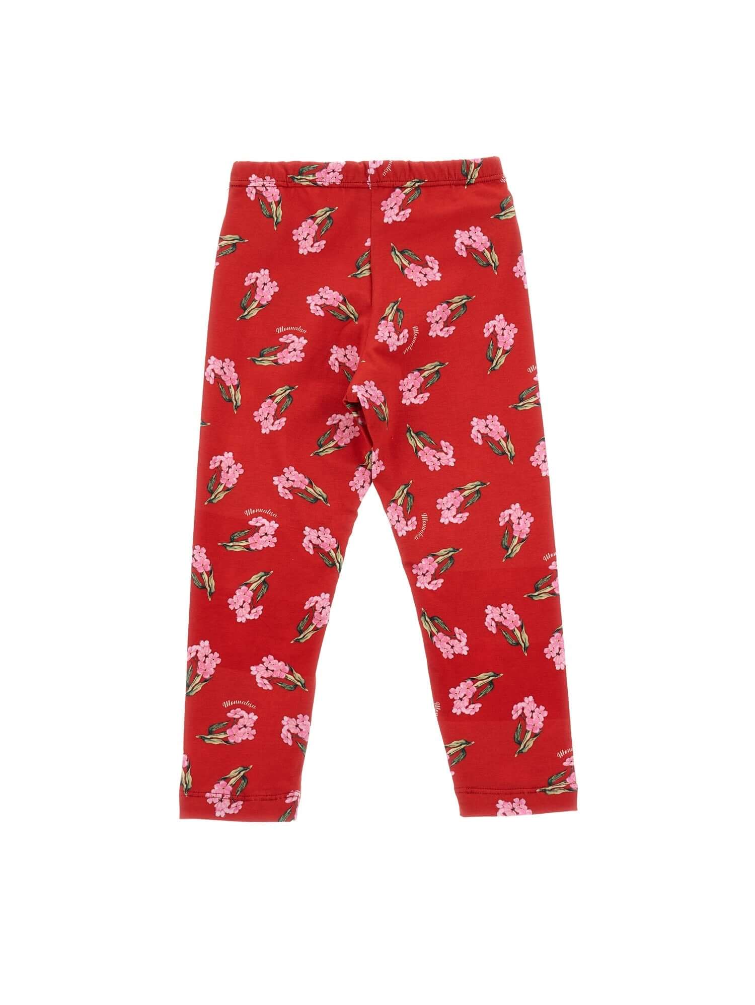 Monnalisa Girls Red Floral Leggings