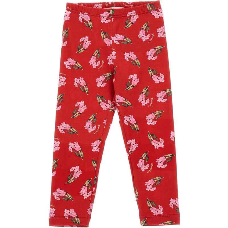 Monnalisa Girls Red Floral Leggings