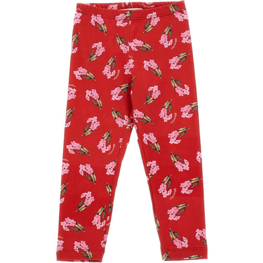 Girls Red Floral Leggings