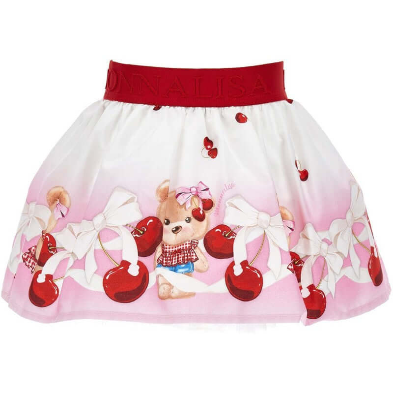 Monnalisa Girls Red Teddy Print Skirt