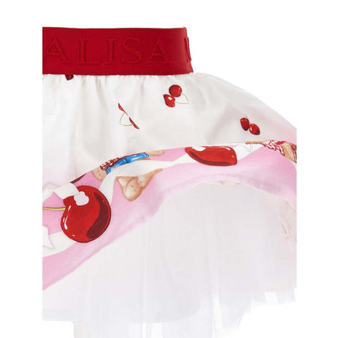 Monnalisa Girls Red Teddy Print Skirt