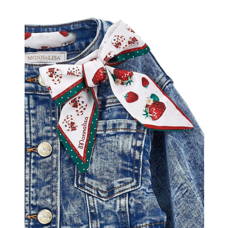 Monnalisa Girls Strawberry Denim Jacket