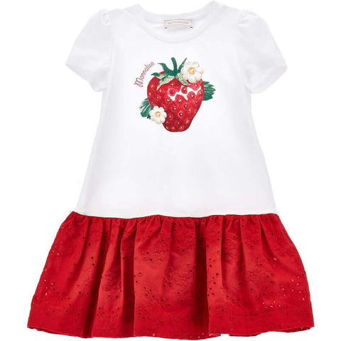 Monnalisa Girls Strawberry Jersey Dress